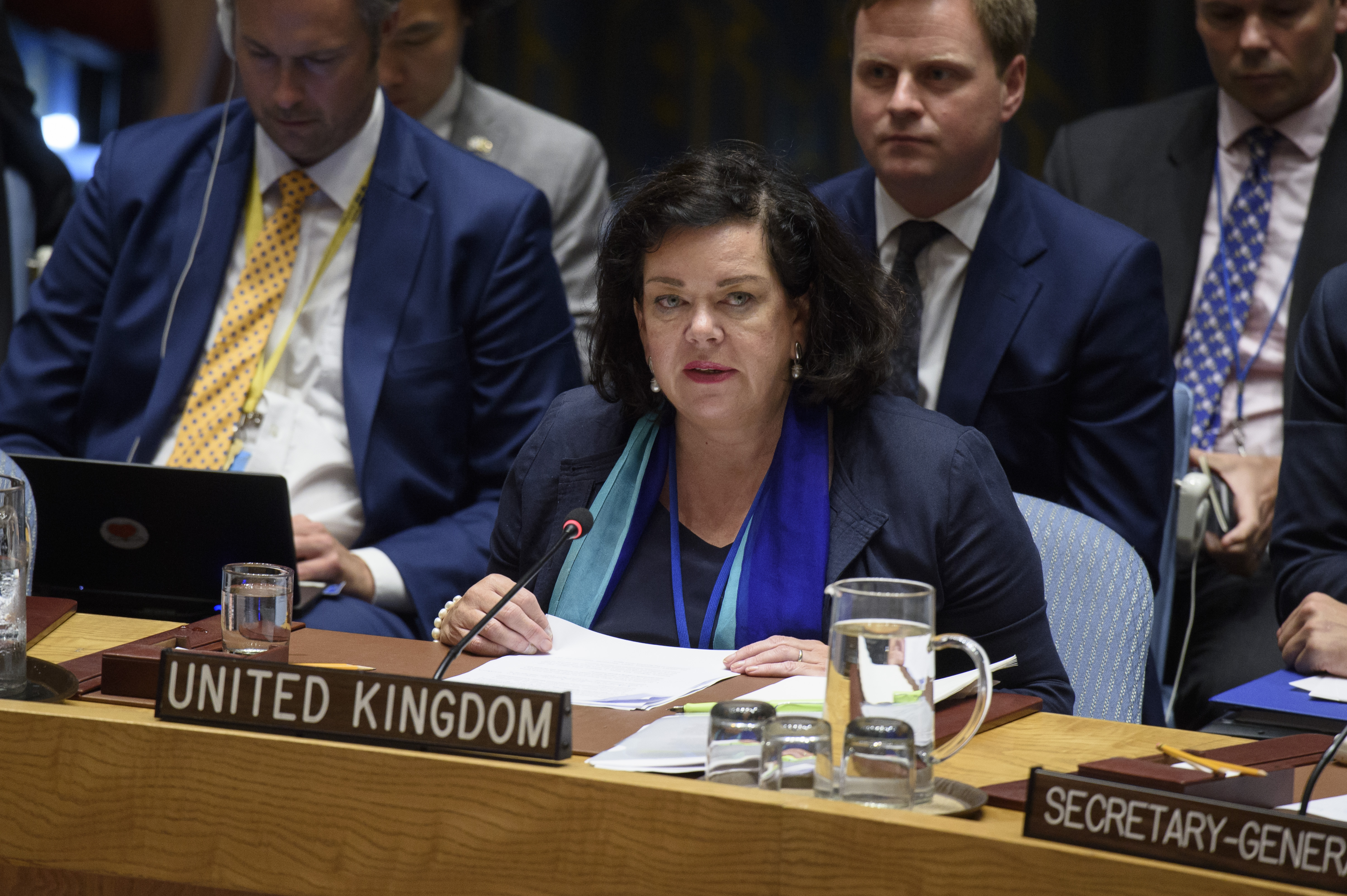 Karen Pierce, Permanent Representative of the United Kingdom to the UN, addresses the Security Council. Credit: UN Photo/Loey Felipe